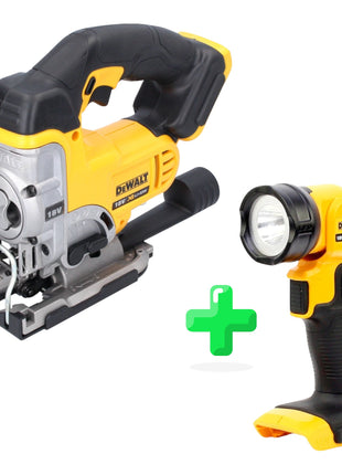 Sierra de calar inalámbrica DeWalt DCS 331 N 18 V Solo + lámpara con batería DeWalt DCL 040 18V XR Li-Ion