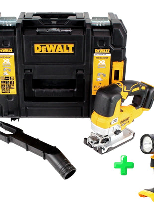 DeWalt DCS 334 NT sierra de calar de carrera pendular a batería 18V Brushless Solo + TSTAK + lámpara de batería DeWalt DCL 040 18V XR Li-Ion