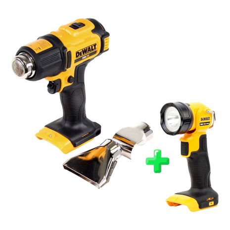 DeWalt DCE 530 N Pistolet à air chaud 18V 530C Solo + réflecteur + lampe rechargeable DCL 040 18V XR Li-Ion DeWalt