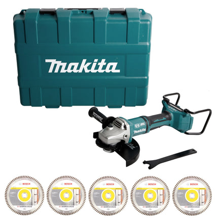 Makita DGA 900 ZKX2 Akku Winkelschleifer 36V ( 2x18V ) 230mm Brushless Solo + Ezynut + 5x Trennscheibe + Koffer - ohne Akku, ohne Ladegerät - Toolbrothers