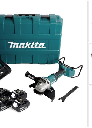 Makita DGA 900 PM4KX2 Akku Winkelschleifer 36V ( 2x18V ) 230mm Brushless + 4x Akku 4,0Ah + Doppelladegerät + Ezynut + Koffer - Toolbrothers