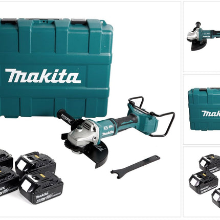 Makita DGA 900 G4KX2 Akku Winkelschleifer 36V ( 2x18V ) 230mm Brushless + 4x Akku 6,0Ah + Ezynut + Koffer - ohne Ladegerät - Toolbrothers