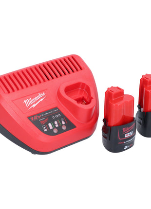 Sierra de calar a batería Milwaukee M12 FJS-302 12 V 22 mm sin escobillas + 2x baterías 3,0 Ah + cargador