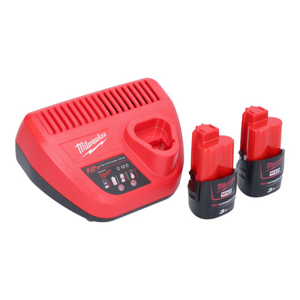 Sierra de calar a batería Milwaukee M12 FJS-302 12 V 22 mm sin escobillas + 2x baterías 3,0 Ah + cargador