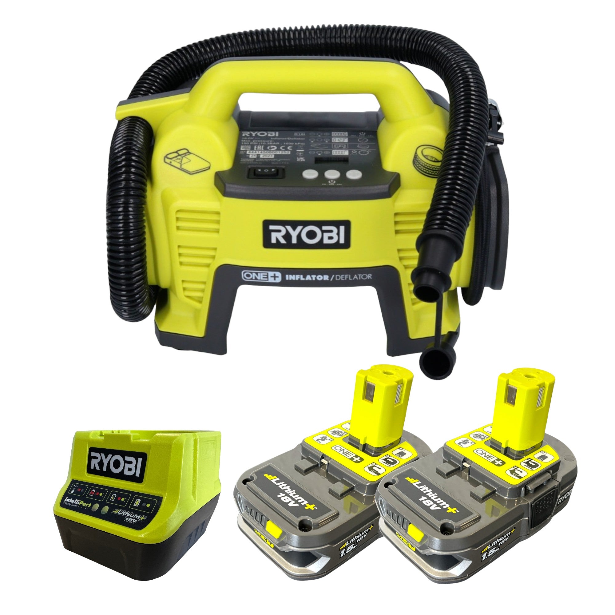 RYOBI R18I 215 Akku Kompressor 18 V 10 34 bar Druck 2x Akku 1 5 Ah Ladegeraet 0 - toolbrothers