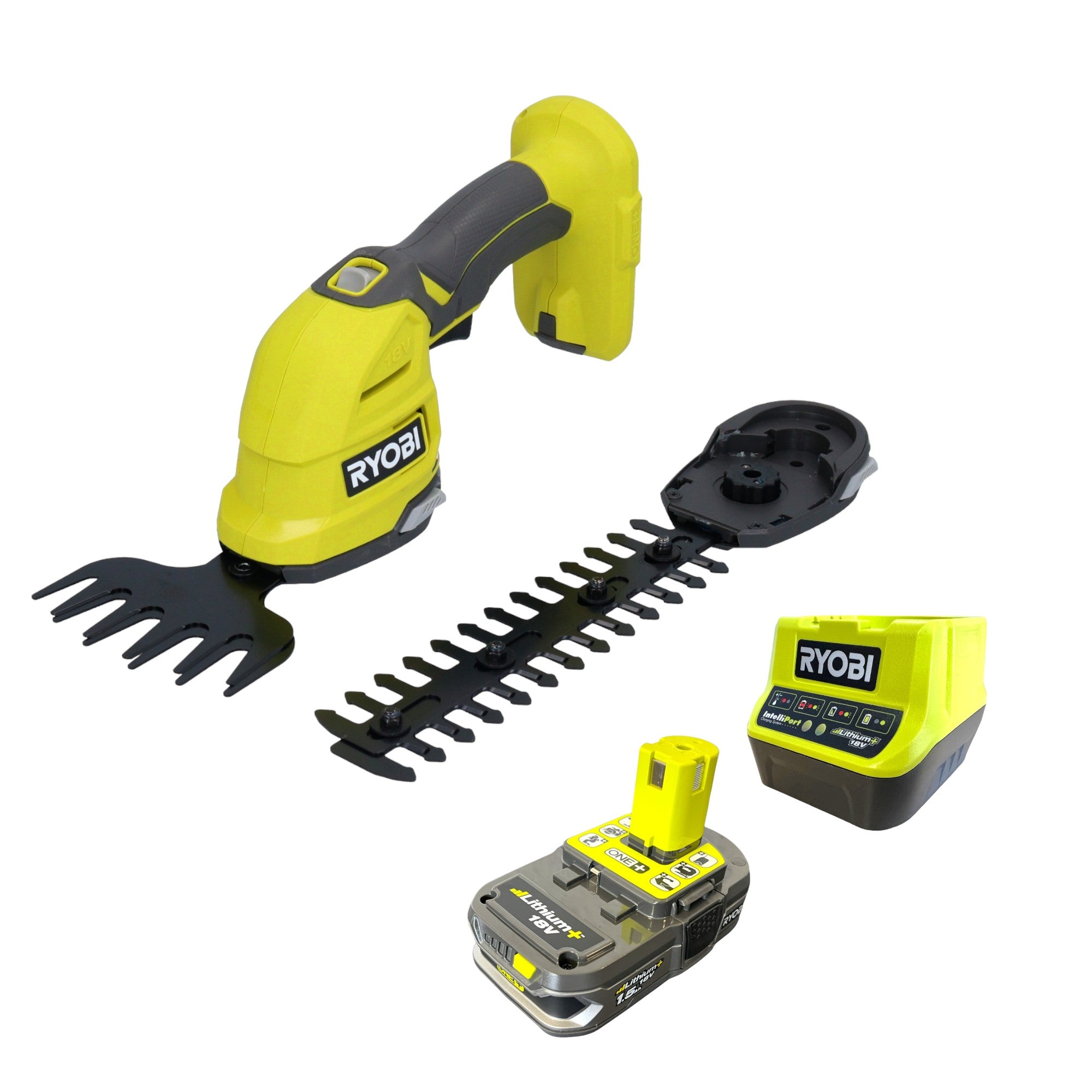 RYOBI RY18GSA 115 18 V ONE Akku Gras u Strauchschere Schnittstaerke 8 mm 1x Akku 1 5 Ah Ladegeraet 0 - toolbrothers