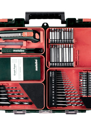 Metabo PowerMaxx BS 12 Set Perceuse-visseuse sans fil 12 V 40 Nm ( 601036870 ) + 2x batterie 2,0 Ah + chargeur + kit d'accessoires + coffret