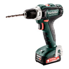 Juego de taladro atornillador a batería Metabo PowerMaxx BS 12 12 V 40 Nm (601036870) + 2 baterías 2,0 Ah + cargador + juego de accesorios + maletín