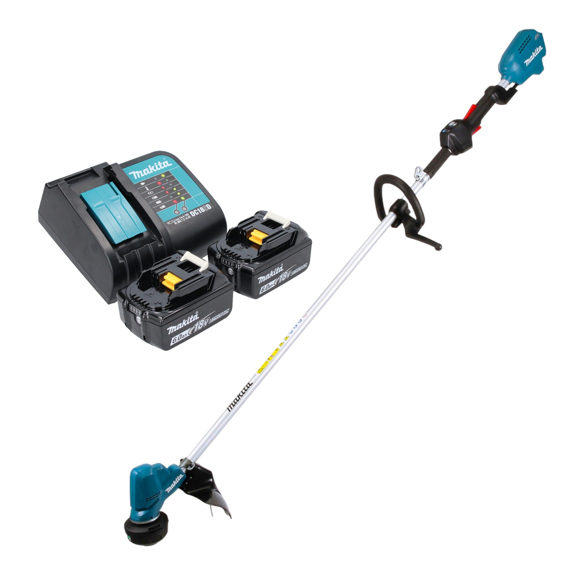 Makita DUR 190 LSG2X3 Akku Rasentrimmer 18 V 300 mm Brushless 2x Akku 6 0 Ah Ladegeraet 0 - toolbrothers