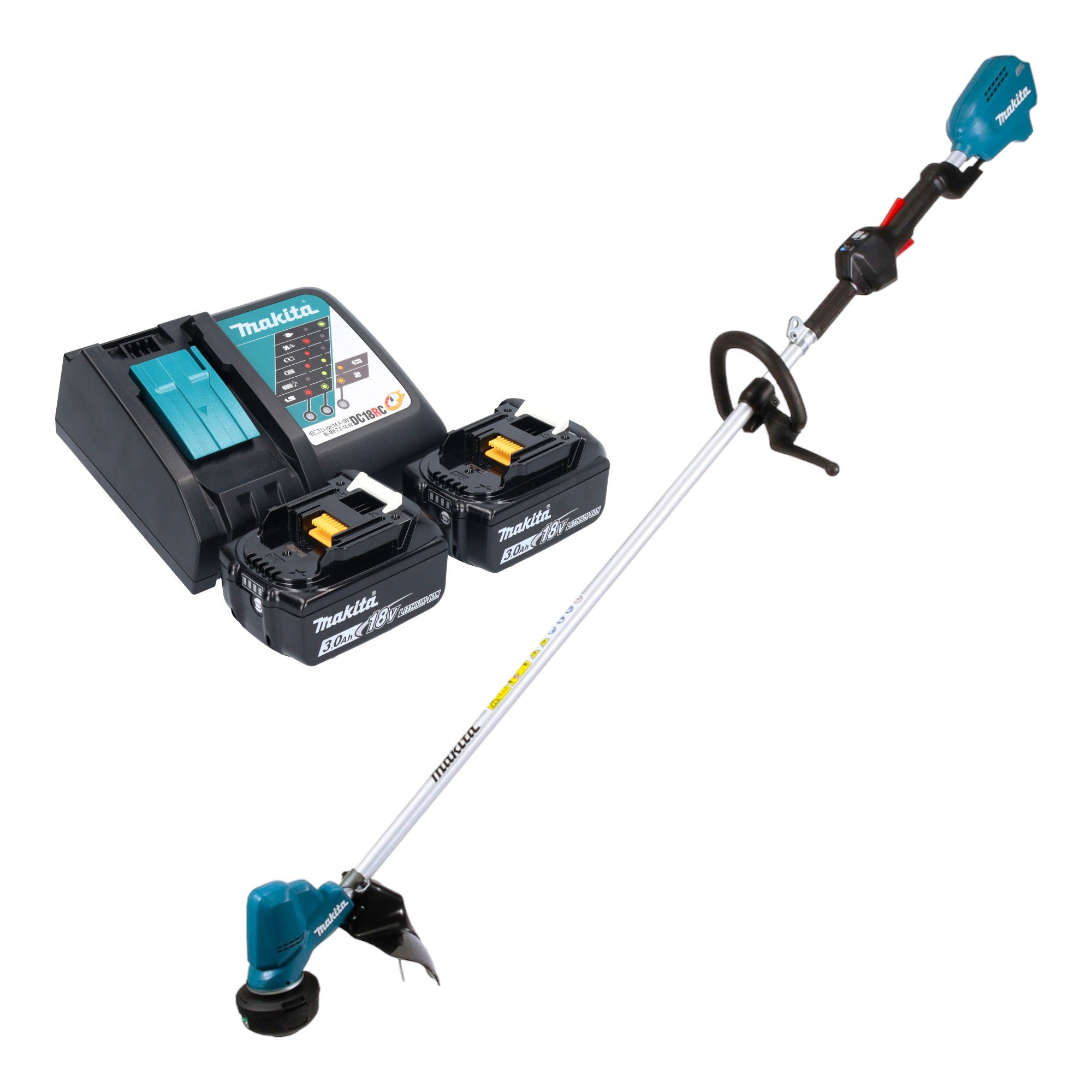 Makita DUR 190 LRF2X3 Akku Rasentrimmer 18 V 300 mm Brushless 2x Akku 3 0 Ah Ladegeraet 0 - toolbrothers