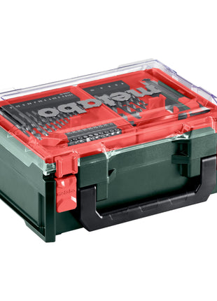 Metabo PowerMaxx SB Basic Set Perceuse-visseuse à percussion sans fil 12 V 34 Nm ( 600385710 ) + 2x batterie 2,0 Ah + chargeur + 41 pces. d'accessoires + coffret