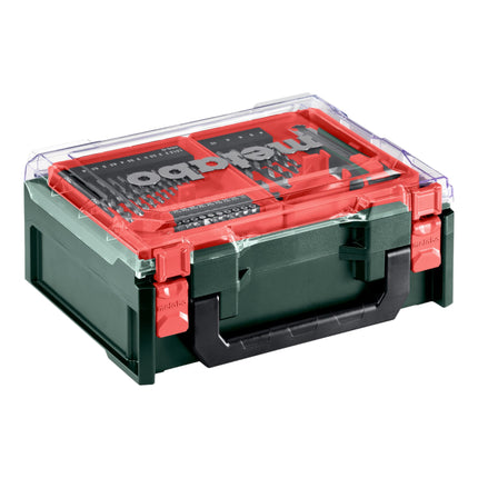 Metabo PowerMaxx SB Basic Set akumulatorowa wiertarko-wkrętarka udarowa 12 V 34 Nm ( 600385710 ) + 2x akumulator 2,0 Ah + ładowarka + 41-częściowy zestaw akcesoriów + walizka