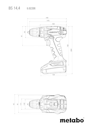 Taladro atornillador a batería Metabo BS 14.4 14,4 V 40 Nm (602206540) + 2 baterías 2,0 Ah + cargador + maletín