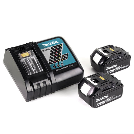 Aspirador sin cable Makita DCL 180 RG W 18 V blanco + 2x batería recargable 6,0 Ah + cargador