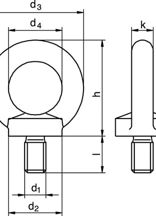 Anneau de levage DIN 580 ( 5000601202 ) Filetage M10 électro-galvanisé