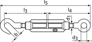 Tendeur DIN 1480 ( 1000120408 ) M8 Longueur 182 - 257 mm électro-galvanisé