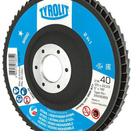 Disco de láminas Tyrolit BASIC ( 8000757507 ) Ø 125 mm granulometría 40 acodado
