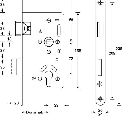 SSF Panic mortise lock Series 20 APE ( 3000252877 ) Panic function E rounded stainless steel