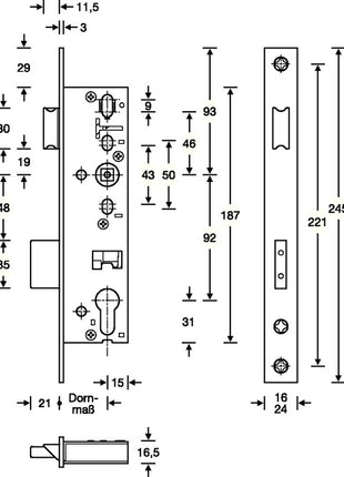 Zamek wpuszczany rurowy SSF Panic ( 3324024290 ) E DIN lewy / prawy klasa 3 canting