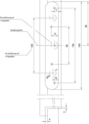 Simonswerk Objektband VARIANT VX 7939 ( 3000700118 ) Edelstahl matt gebürstet 160 kg gefälzte Türen