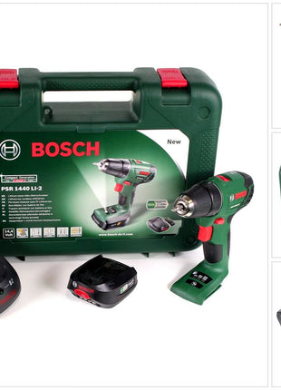 Bosch PSR 1440 Li-2 Akku Bohrschrauber Zwei-Stufen-Technologie im Transportkoffer + 1x 1,5 Ah Akku + Ladegerät ( 06039A3020 ) - Toolbrothers