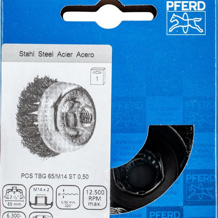 Carda de vaso PFERD POS TBG ST ( 8000435482 ) Ø 65 mm M14 grosor de alambre 0,5 mm