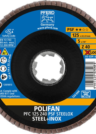 Arandela dentada PFERD X-LOCK PSF Z STEELOX (4000840252) Ø 125 mm grano 40 cónica