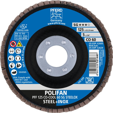 PFERD flap disc POLIFAN ( 8000146435 ) Ø 125 mm grit size 60 flat