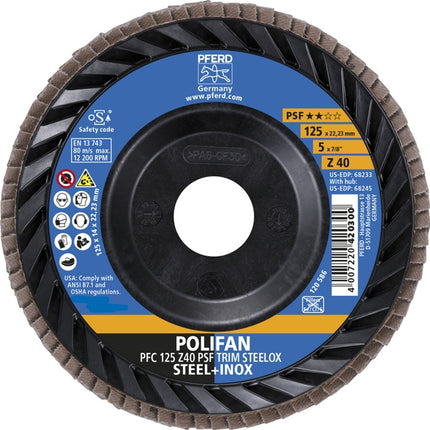 Tarcza listkowa PFERD TRIM STEELOX ( 8001720482 ) Ø 125 mm ziarnistość 40 stożkowa