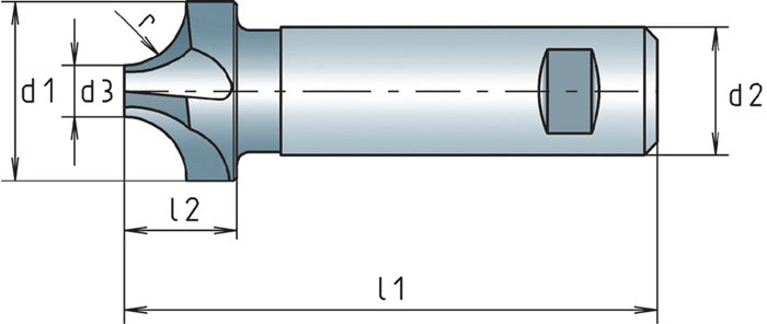 Fresa de perfil de cuarto de círculo Maykestag DIN 6518 B tipo N (4117802005) radio 2,5 mm número de filos 4