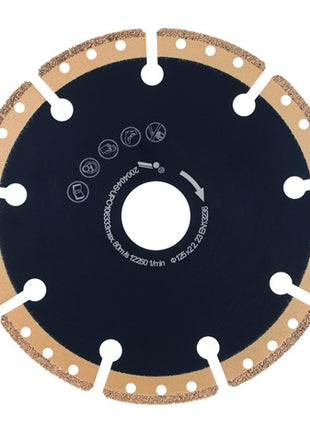 Disco de corte diamantado MC850 AkkuMAX (4000865528) Ø 125 mm orificio 22,23 mm ancho del segmento de amoladora angular 37,6 mm