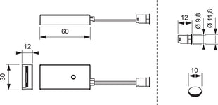 L &amp; S Mini interruptor de sensor IR (3000550114) 24 V 24 V longitud 60 mm