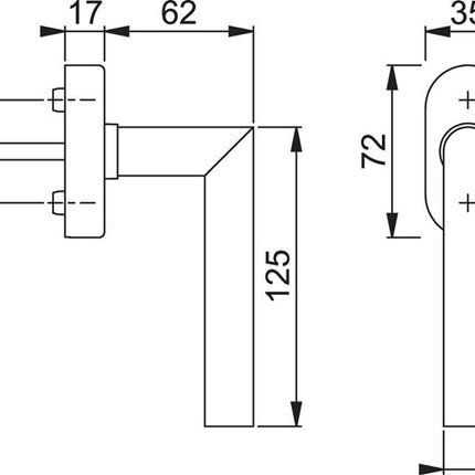 Hoppe window handle Amsterdam E0400/UD9056 ( 8003595491 ) stainless steel 32-42 mm