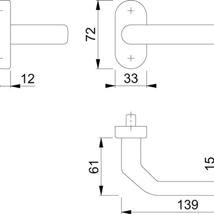 Set di rosette antincendio Hoppe ( 3000252831 ) acciaio inox quadrato 9 mm