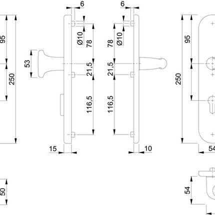 Hoppe, rosetta di sicurezza Verona 86G/3332ZA/3310/1510 ( 3000252718 ) Alluminio F1 42-47 mm