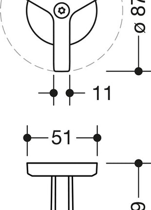 Gancho triple HEWI serie 477 (3000207487) mate, elástico altura 69 mm Ø 51 mm