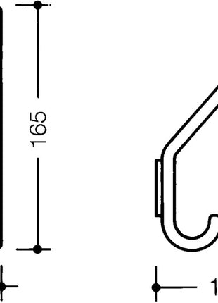 HEWI Garderobenhaken 477.90.070 ( 3000206897 ) einfach Ausladung 108 mm Höhe 163 mm