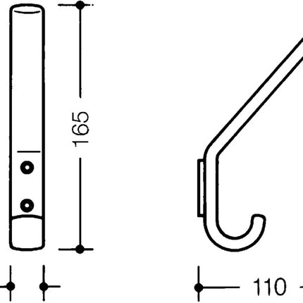 HEWI Colgador de guardarropa 477.90.070 ( 3000206897 ) individual Saliente 108 mm Altura 163 mm
