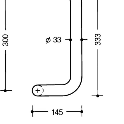 Empuñadura HEWI 550.33BGKLT (8000591513) poliamida color no. 92m largo 333mm ancho 145mm