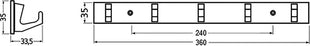 Wieszak na ręczniki Hermeta ( 3000283283 ) 5 haczyków Wysokość 35 mm Długość 360 mm Występ 33,5 mm