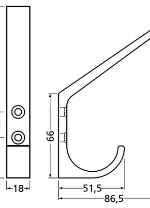 Hak Hermeta 0148 ( 3000283275 ) pojedynczy Występ 86,5 mm Wysokość 135 mm