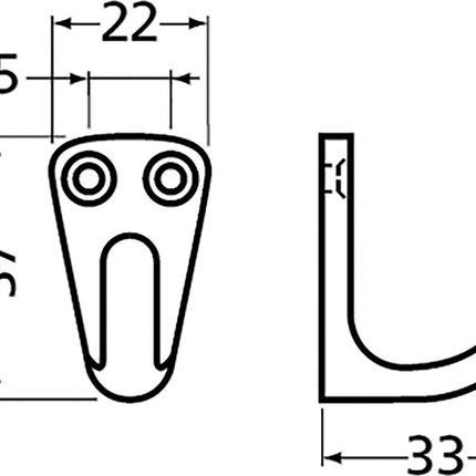 Hermeta towel hook 0553 ( 3000283279 ) 1 hook Height 37 mm Projection 33 mm
