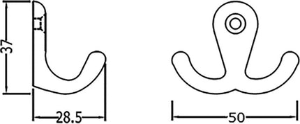 Hermeta towel hook 0560 ( 3000283281 ) 2 hooks Height 37 mm Projection 28.5 mm