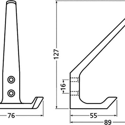 Hermeta hook 0032 ( 3000283322 ) 2 hooks Projection 89 mm Height 127 mm