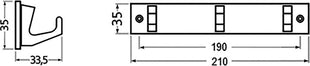 Wieszak na ręczniki Hermeta ( 3000283282 ) 3 haczyki Wysokość 35 mm Długość 210 mm Występ 33,5 mm
