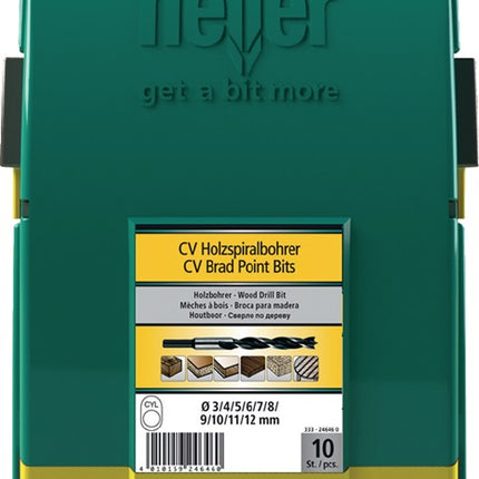 Heller CV Holzspiralbohrersatz ( 4000865118 ) 10 teilig Maxxbox CV-Stahl