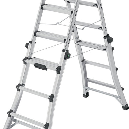 Hailo stepladder D100 Topline ( 9000463145 ) Aluminium steps 2 x 4 - 2 x 6 telescopic