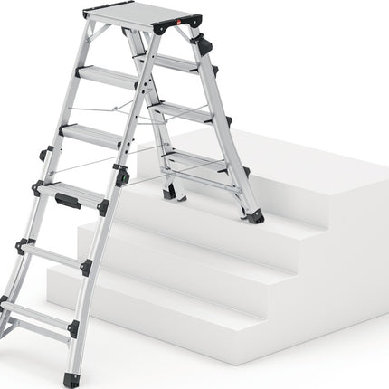 Hailo stepladder D100 Topline ( 9000463145 ) Aluminium steps 2 x 4 - 2 x 6 telescopic