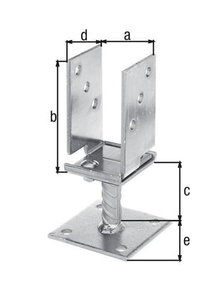 Soporte para poste en U GAH Alberts (8002651500) 71 - 131x110x70x100mm de ancho ajustable, para atornillar