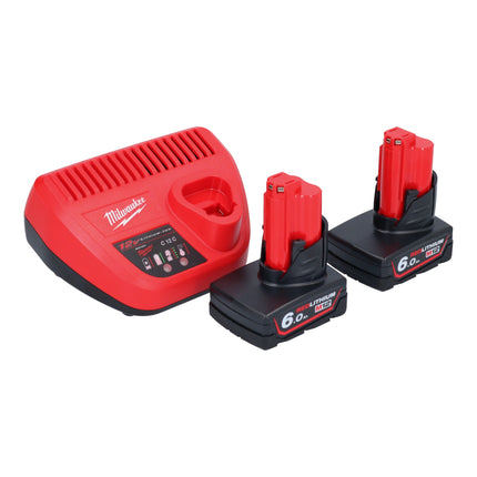 Milwaukee M12 FQID-602 akumulatorowy klucz udarowy 12 V 50 Nm 1/4" bezszczotkowy + 2x akumulator 6,0 Ah + ładowarka